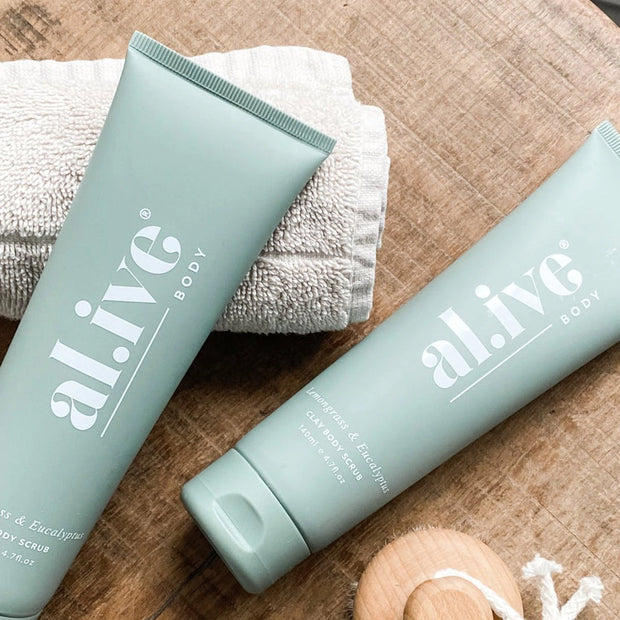 Al.ive Body Clay Body Scrub – Lemongrass & Eucalyptus (140 ml)