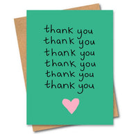 Friends of Henry Paper Co Thank You Thank You Greeting Card, recycled card stock with kraft envelope. Blank inside, made in Australia.
