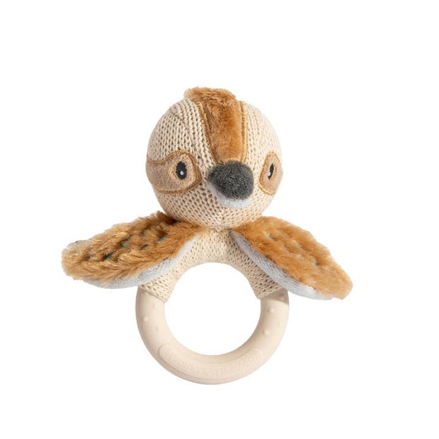 Kookaburra baby rattle with BPA-free silicone ring