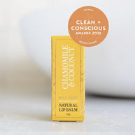 Wild Emery Chamomile & Coconut Natural Lip Balm in cardboard eco-tube