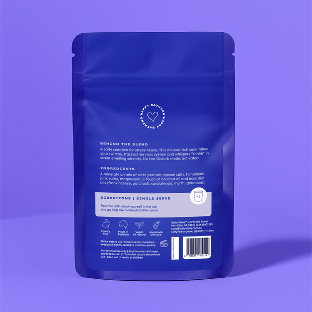 Aromatherapy bath salts with frankincense, sandalwood, patchouli