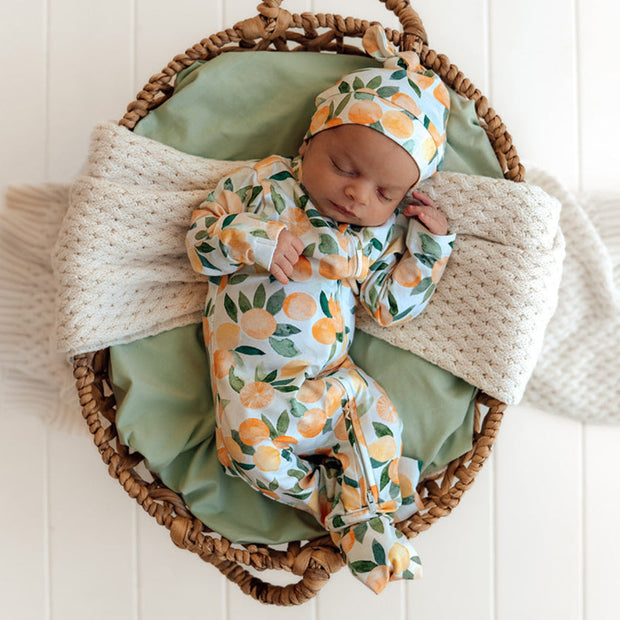 Snuggle Hunny Citrus Squeeze Organic Snugglesuit romper