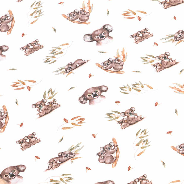 Soft organic cotton baby cot sheet featuring Koala print