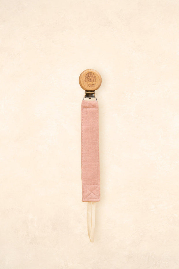 Soft cotton pacifier holder in neutral colours by Kiin Baby