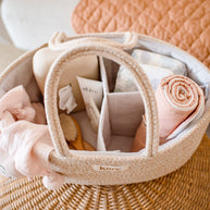 Portable nursery storage basket for nappies, wipes, and baby essentials