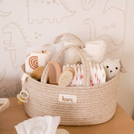 Neutral cotton rope baby nappy organiser basket by Kiin Baby