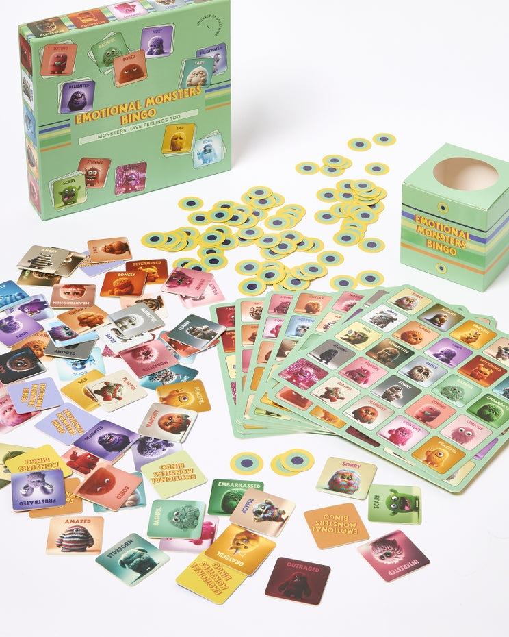 Educational bingo game teaching kids about emotions