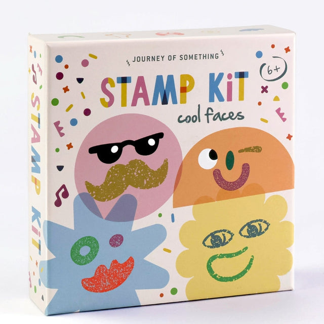 Journey of Something Cool Faces Stamp Kit with wooden stamps ink pads and sticker sheet