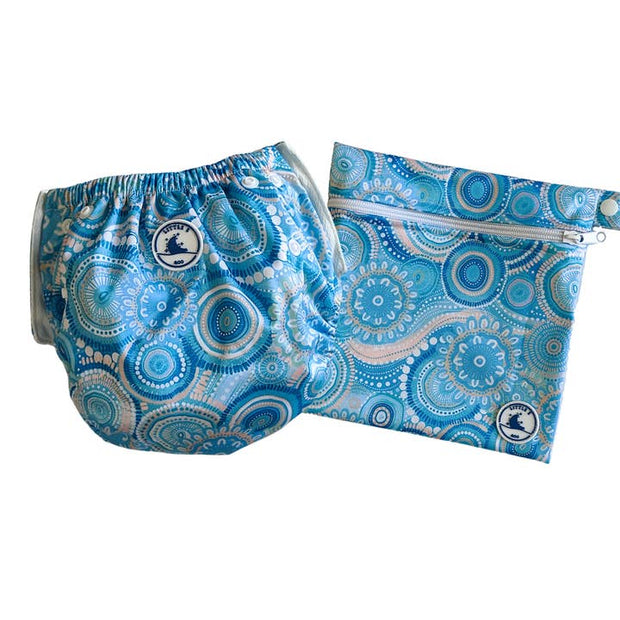 Little E & Co Swim Nappy and Mini Wet Bag Combo Called Home To the Ocean