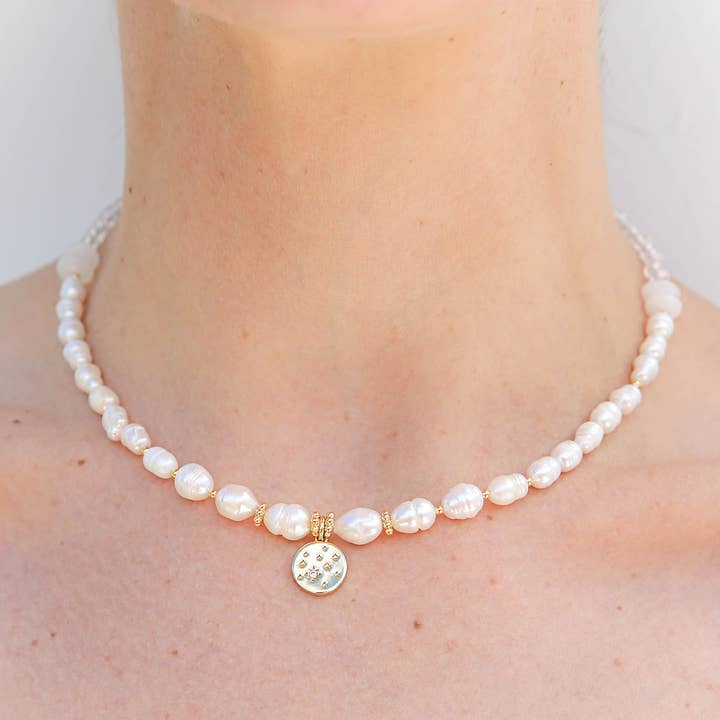 Kingston Jewellery Galaxy Necklace handmade with freshwater pearls