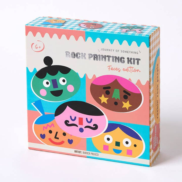 Journey of Something Kids Rock Painting Kit Cool Faces craft box