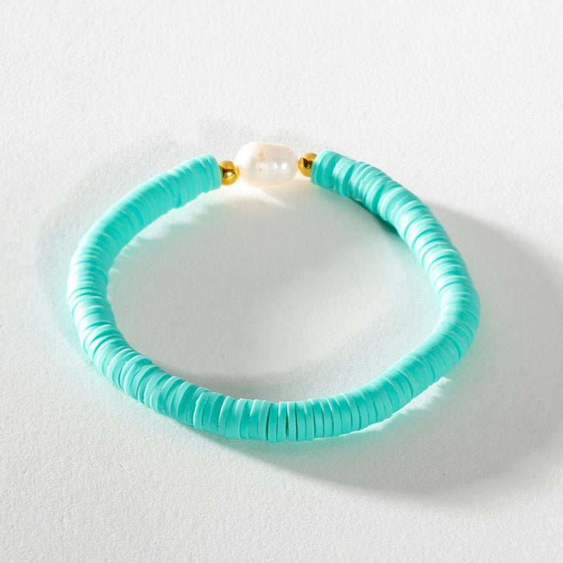 Greenwood Designs Pearl Pop Heishi Bead Bracelet aqua