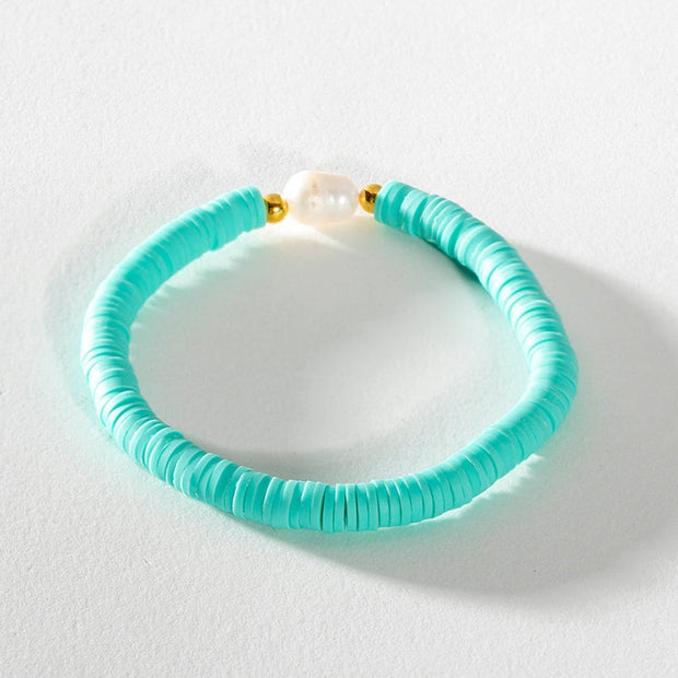 Greenwood Designs Pearl Pop Heishi Bead Bracelet aqua