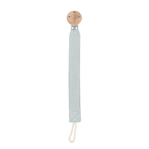 Cool Grey cotton and beechwood dummy holder for babies