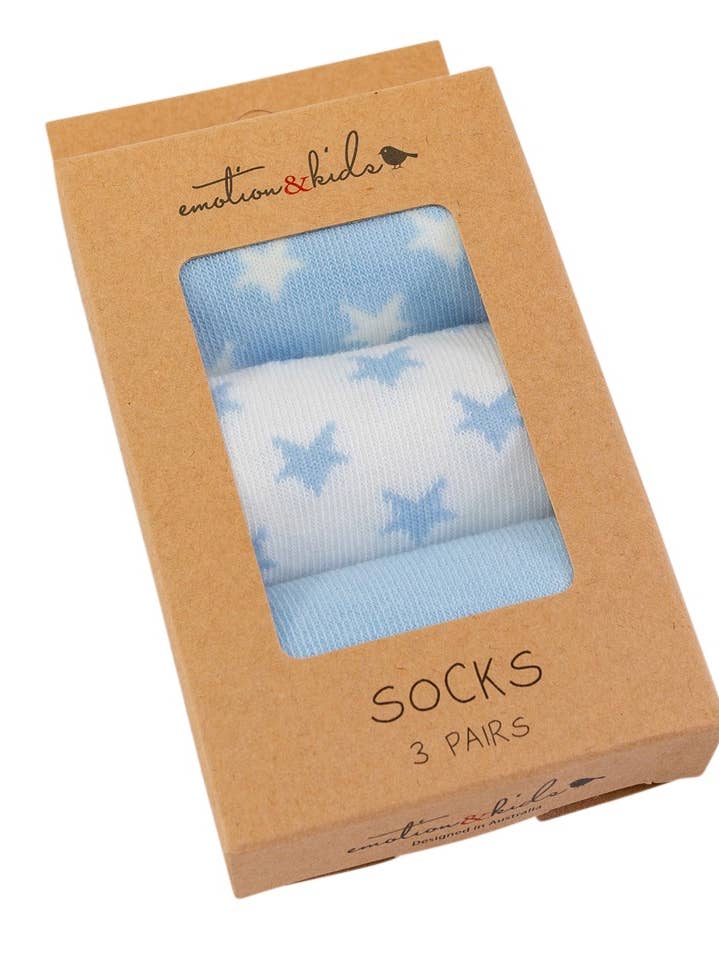 Emotion & Kids Hearts and Stars blue baby socks 3 pack