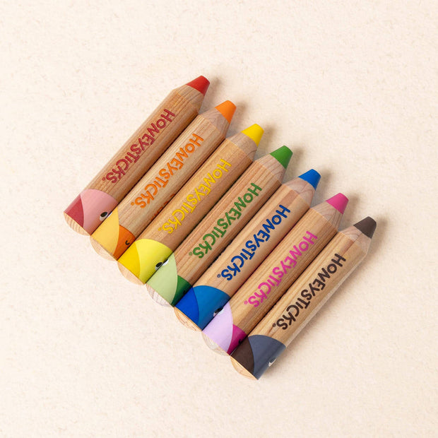 Chunky toddler-safe beeswax pencils for creative play