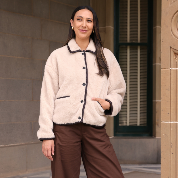 Light cream women's layering jacket