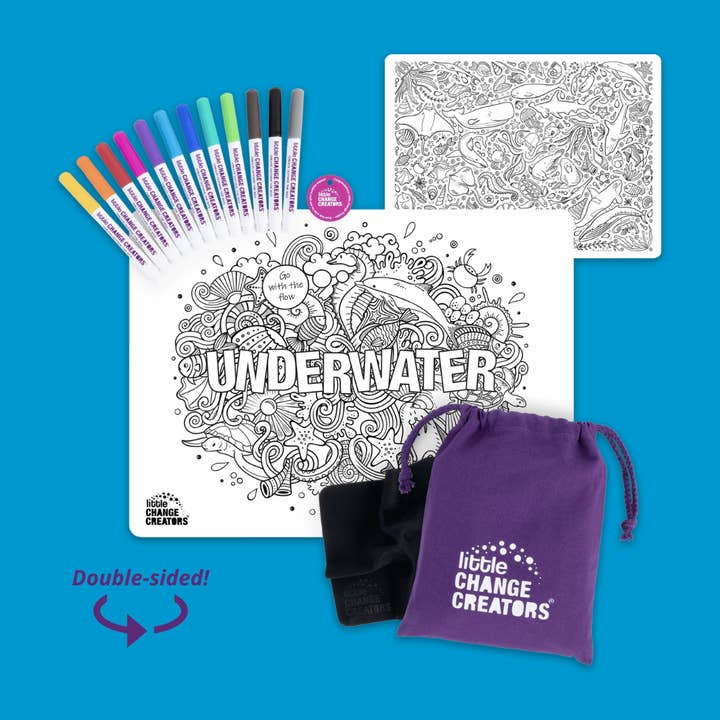 Little Change Creators Underwater Wipeable Colouring Mat and Pens Set