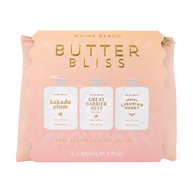 Maine Beach travel size body butter trio in water-resistant cosmetic bag