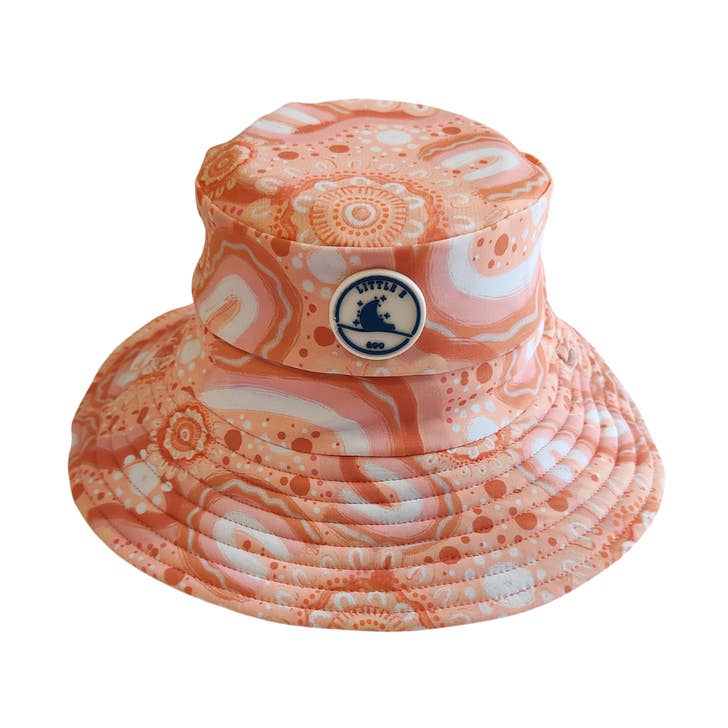 UPF50+ Indigenous Pink swim hat for babies and toddlers