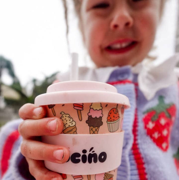 BBcino pink ice cream scoop bamboo babycino cup for kids
