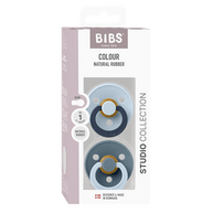 BIBS Fusion Colour Pacifier in Baby Blue and Petrol Mix on white background