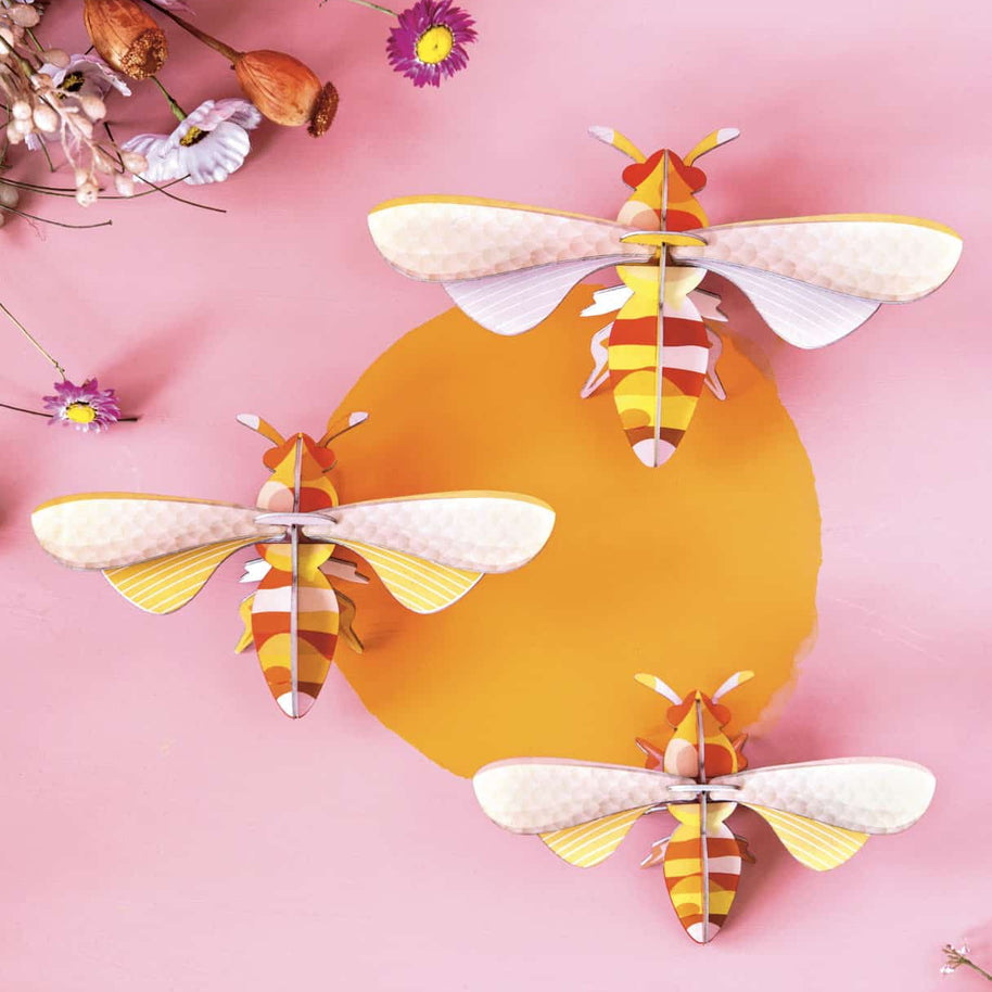 Recycled cardboard honey bee decor by Studio Roof