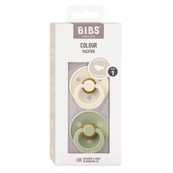 Natural rubber latex baby dummy twin pack in soft earthy tones by BIBS