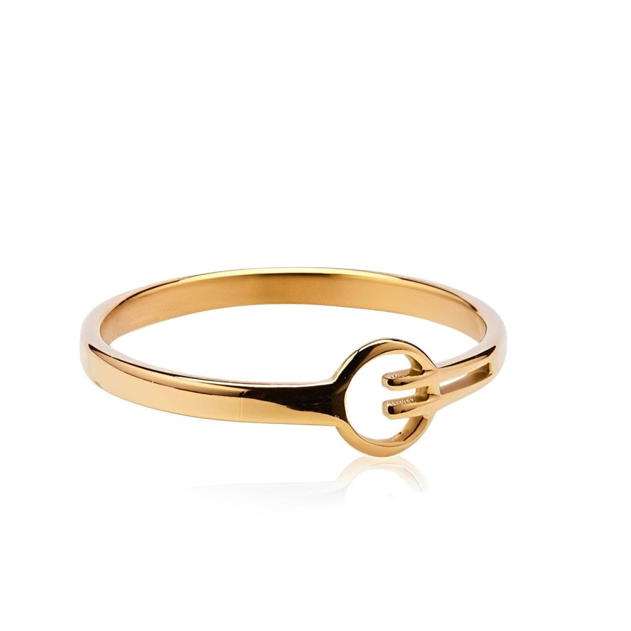 18k gold plated stainless steel ring with circle and bar detail