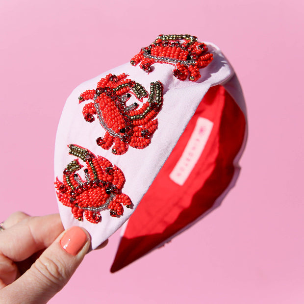 Kingston Crab Beaded Headband with red crab beadwork