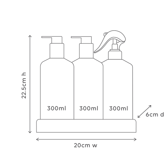 Al.ive Body Kitchen Trio – Lemon Myrtle & Honeydew (3 × 300 ml + Tray)