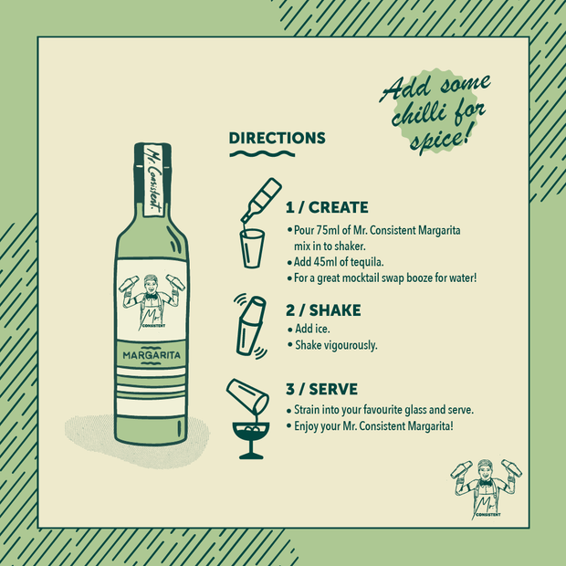 Zesty lime and orange margarita mix ready to pour