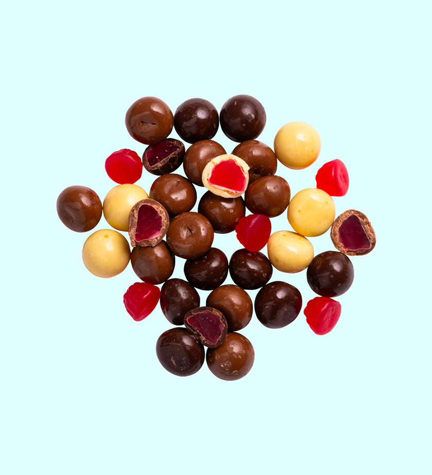 Freckleberry Mixed Chocolate Coated Raspberries 200g bag