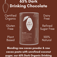 Premium dark drinking chocolate made with raw cacao and coconut sugar