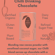 Vegan chilli drinking chocolate made with raw cacao and coconut sugar