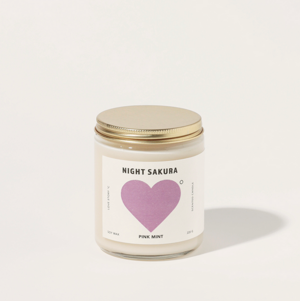 Pinkmint Night Sakura Soy Candle Cherry Blossom White Tea