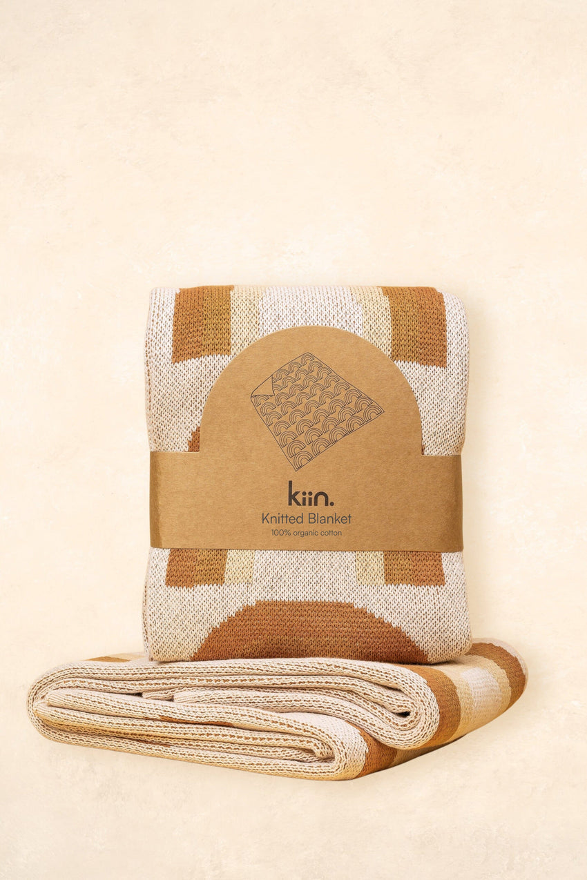 Organic Cotton Knitted Blanket - Rainbow