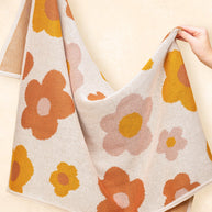 Organic Cotton Knitted Blanket - Flowers