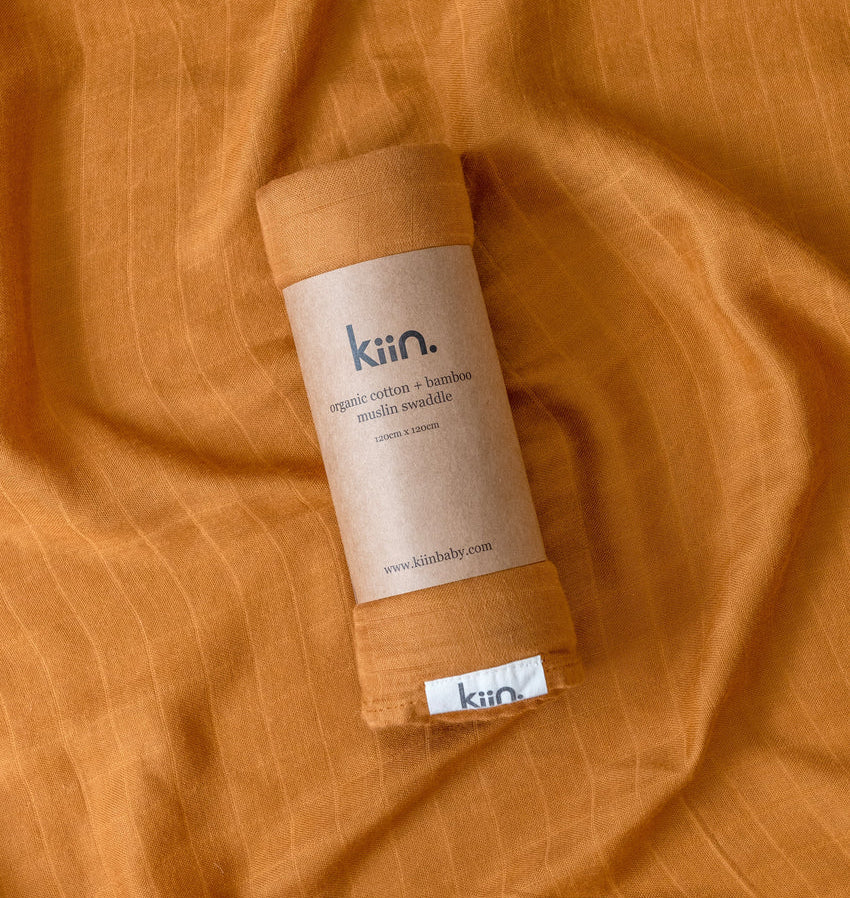 Organic Muslin Swaddle - Caramel
