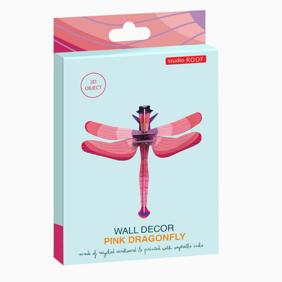Recycled cardboard ruby dragonfly wall decor by Studio Roof