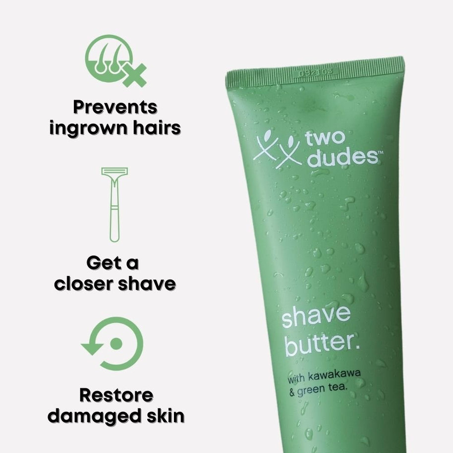 Men’s shave cream with kawakawa, green tea, and shea butter