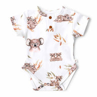 Organic cotton baby bodysuit with koala print