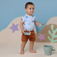 Soft breathable short sleeve bodysuit for newborns and toddlers