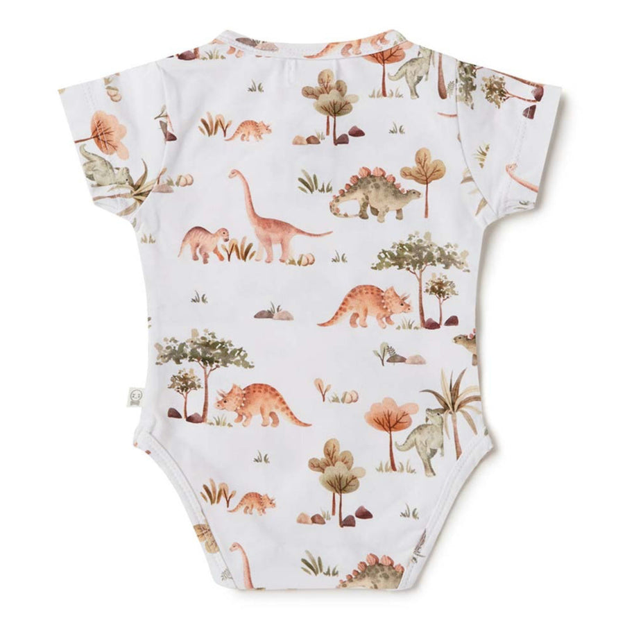 Organic cotton baby bodysuit with dinosaur print