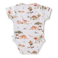Organic cotton baby bodysuit with dinosaur print