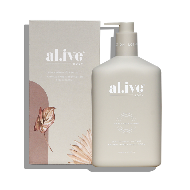 al.ive body Sea Cotton & Coconut Hand & Body Lotion 500 ml pump bottle