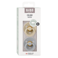 Natural rubber latex baby dummy twin pack in soft neutral tones by BIBS