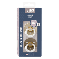 BIBS GLOW Round Latex Dummy Vanilla and Dark Oak 2 pack