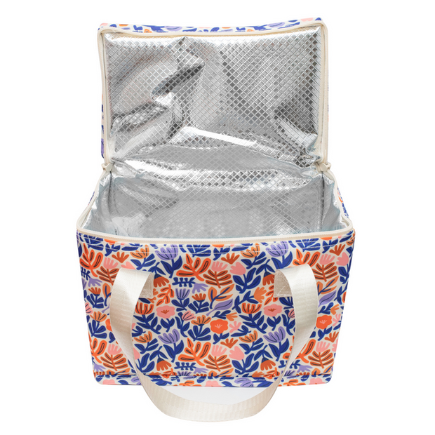 Floral insulated kids lunch bag with carry handles
