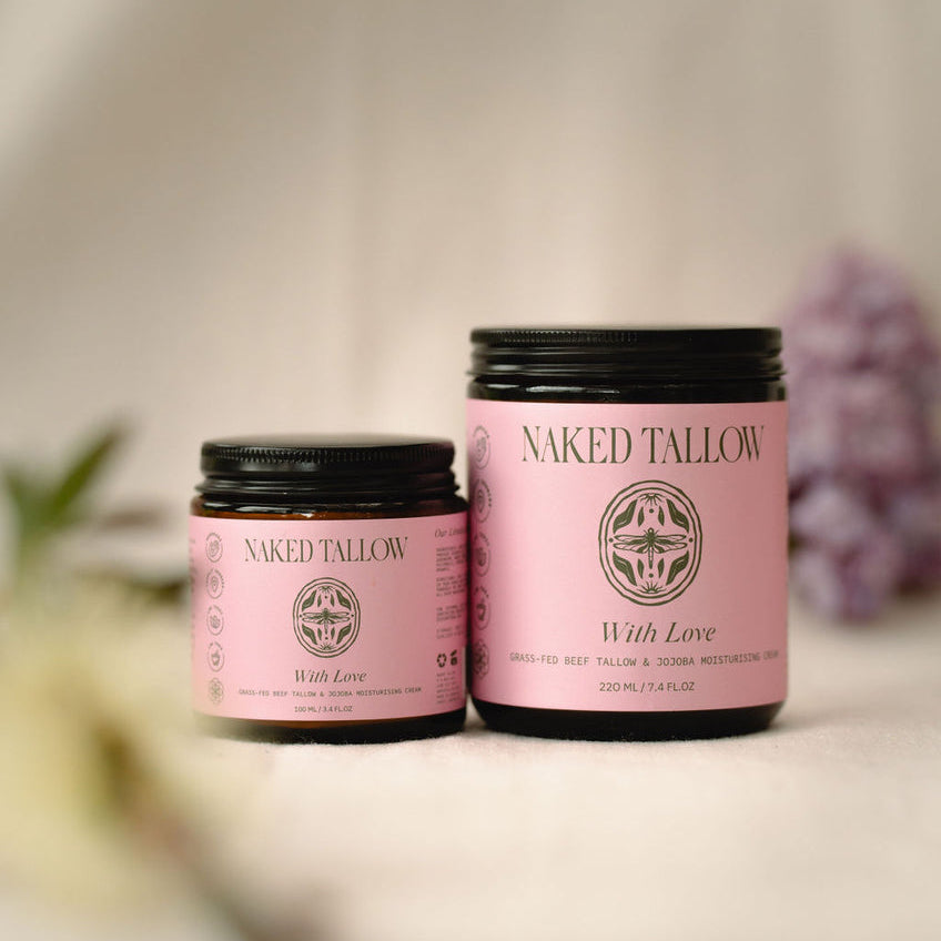 Natural grass-fed tallow skin cream with floral essential oils